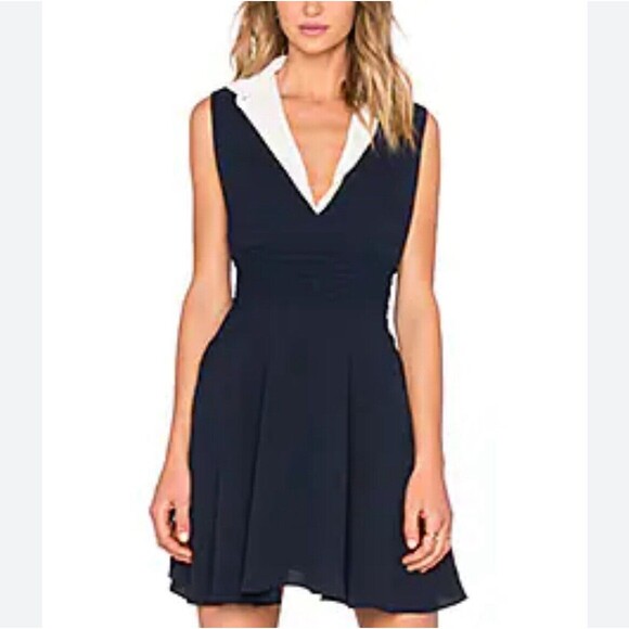 The Kooples Navy And White Collared Dress Sz Med - Picture 2 of 9